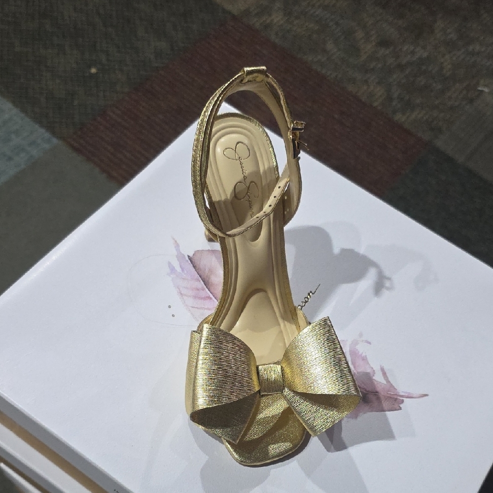 Jessica Simpson Gold Heels with Bow